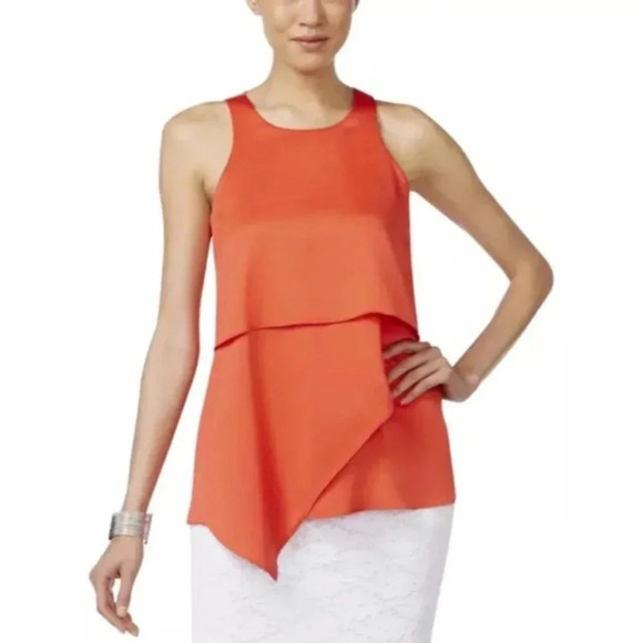 Alfani Tops - Orange layered asymmetrical tank